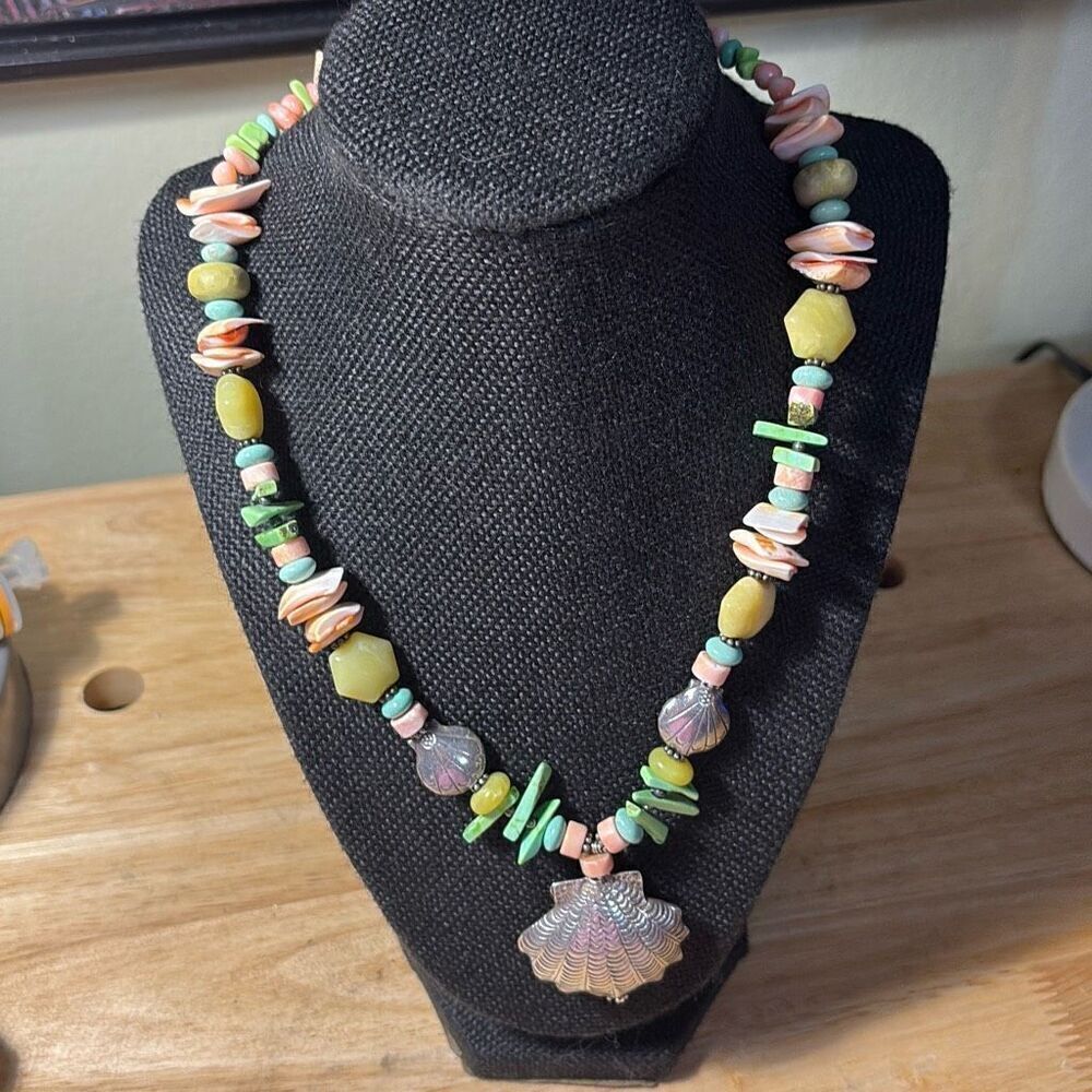 Necklace, Shell Necklace, Beach Colors, 18”-21” Adjustable, Handmade